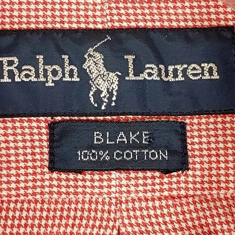 Polo Ralph Lauren Shirt Oxford Button Down LS Mens Size ? Red Houndstooth